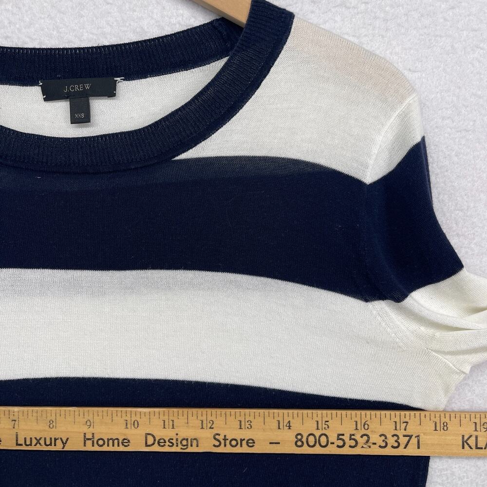 J.CREW Sweater Womens 2XS Summerweight Striped Jumper Pullover Blue Ivory - Picture 10 of 12